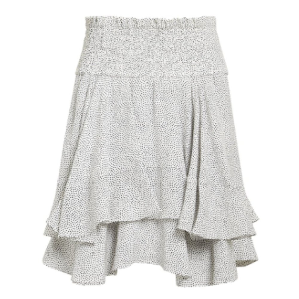 A.L.C. Vera Mini Skirt Crepe White & Black Sz 4 Silk Tiered Polka Dot